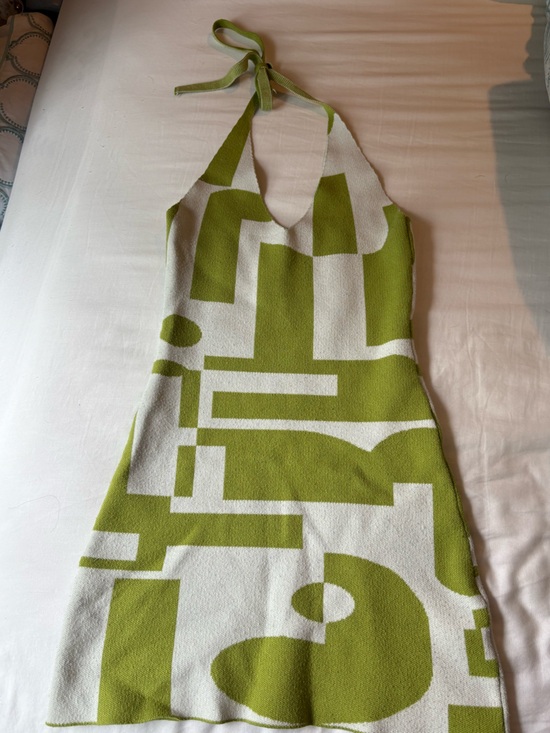 Peppermayo Dresses & Skirts - Green and Cream Halter Knit Dress